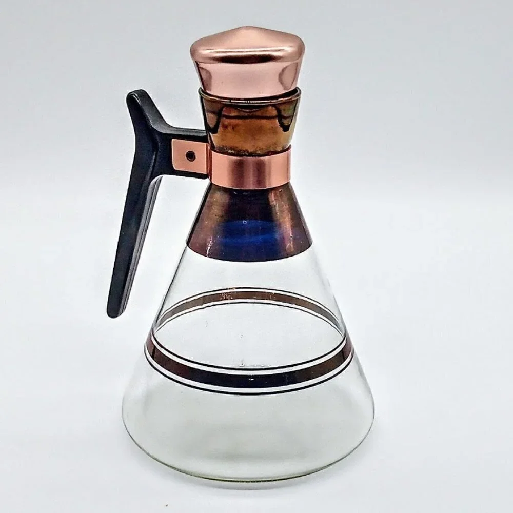 Vintage MCM Copper Glass Coffee Carafe